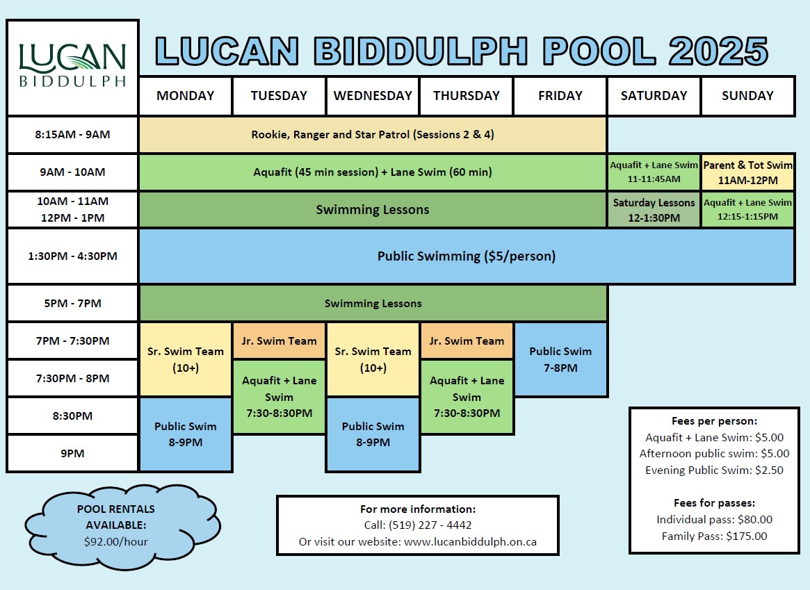 2025 Pool Schedule