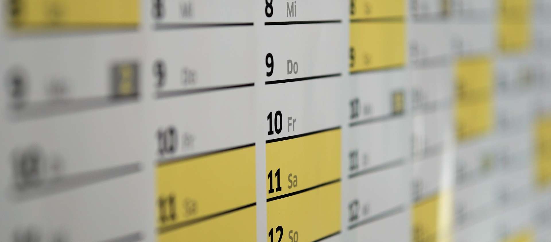 Close up on a calendar