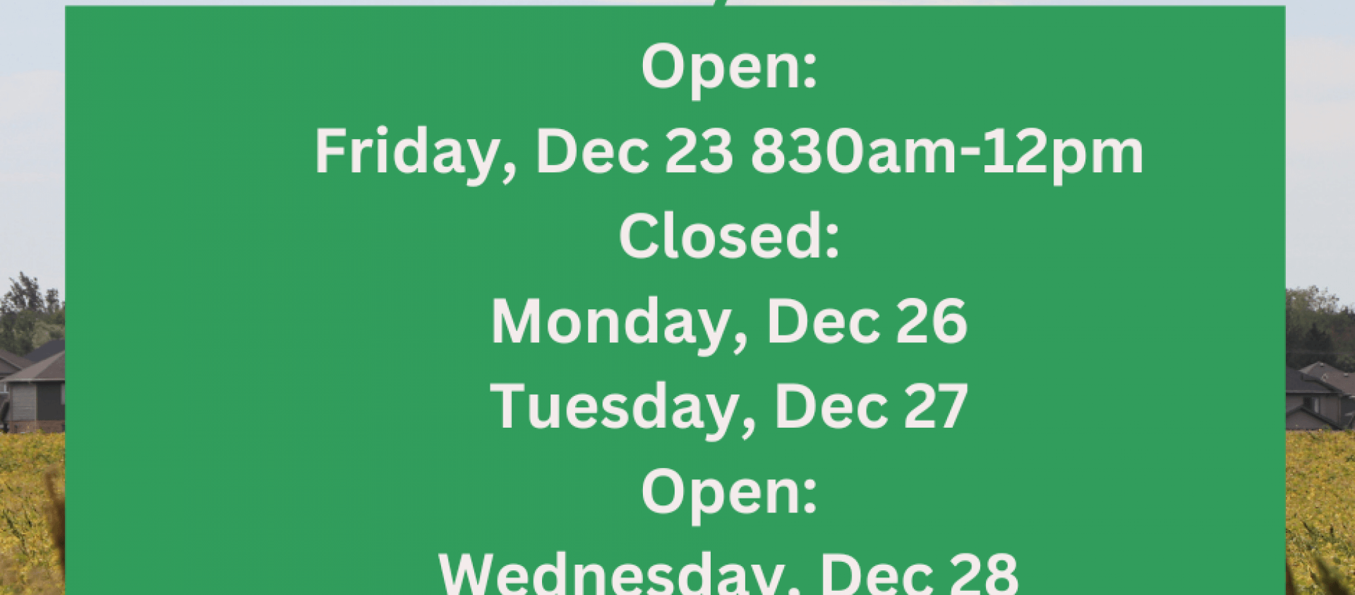 Holiday Hours