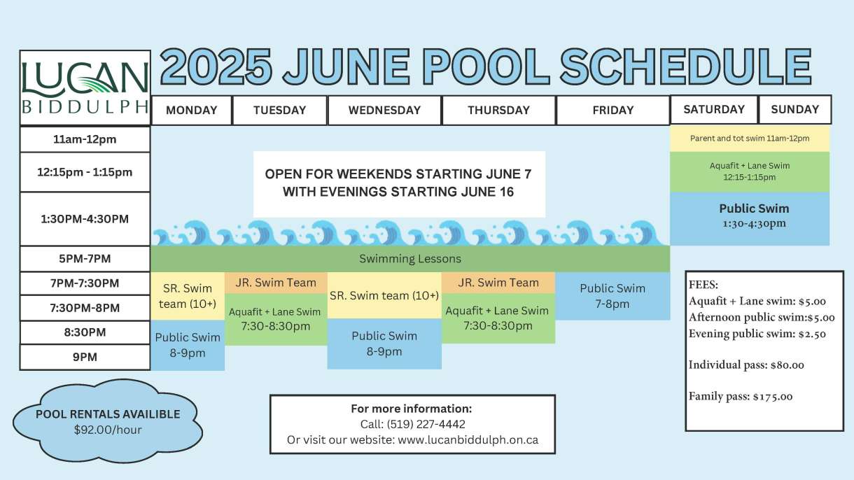 JUNE POOL SCHEDULE